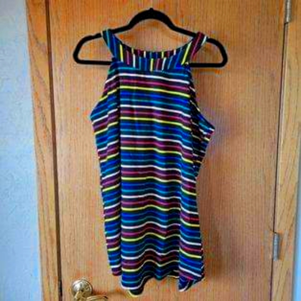 NEW WITH TAGS 2x Black & multi color stripes tank